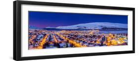 Aerial view - Wintertime in Akureyri, Northern, Iceland.-null-Framed Photographic Print