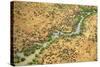 Aerial Wildebeest on Migration-null-Stretched Canvas