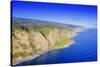 Aeriall view of Waipio valley north shore, Big Island, Hawaii, USA-Christian Kober-Stretched Canvas