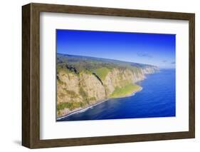 Aeriall view of Waipio valley north shore, Big Island, Hawaii, USA-Christian Kober-Framed Photographic Print