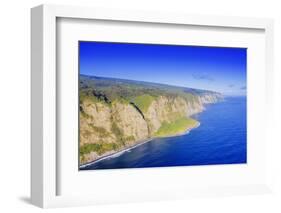 Aeriall view of Waipio valley north shore, Big Island, Hawaii, USA-Christian Kober-Framed Photographic Print