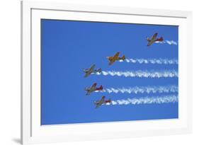 Aerobatic Display by North American Harvards, or T-6 Texans, or SNJ, Airshow-David Wall-Framed Premium Photographic Print