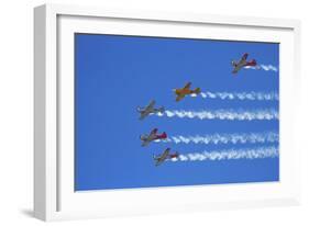 Aerobatic Display by North American Harvards, or T-6 Texans, or SNJ, Airshow-David Wall-Framed Photographic Print