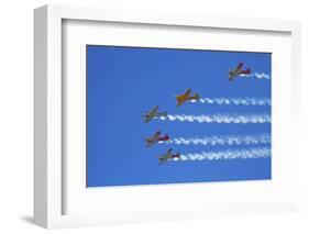 Aerobatic Display by North American Harvards, or T-6 Texans, or SNJ, Airshow-David Wall-Framed Photographic Print