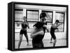 Aerobics Class- Group Working Out, New York, New York, USA-Paul Sutton-Framed Stretched Canvas