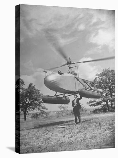 Aeronautical Engineer Igor Sikorsky Standing Underneath Helicopter He Invented-Frank Scherschel-Stretched Canvas