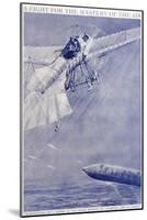 Aeroplane Airship Duel-null-Mounted Art Print