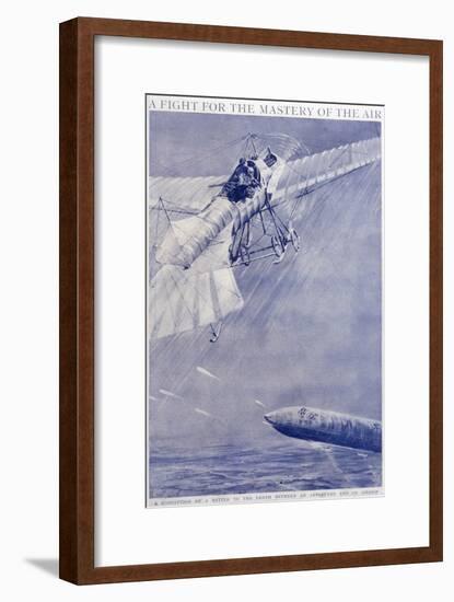 Aeroplane Airship Duel-null-Framed Art Print