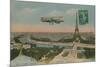 Aeroplane Circling around the Eiffel Tower in Paris, France. Postcard Sent in 1913-French Photographer-Mounted Giclee Print