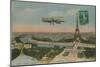 Aeroplane Circling around the Eiffel Tower in Paris, France. Postcard Sent in 1913-French Photographer-Mounted Giclee Print