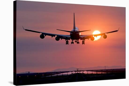Aeroplane Landing At Sunset, Canada-David Nunuk-Stretched Canvas