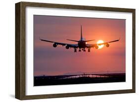 Aeroplane Landing At Sunset, Canada-David Nunuk-Framed Photographic Print