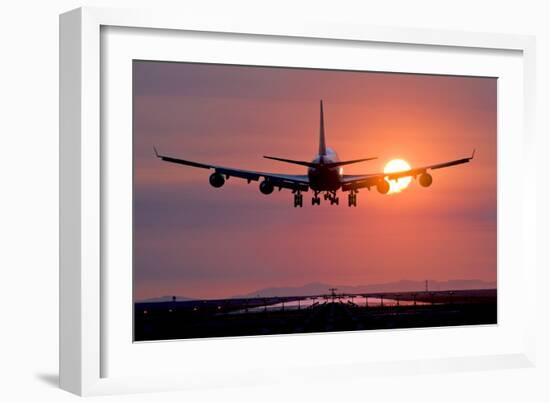 Aeroplane Landing At Sunset, Canada-David Nunuk-Framed Photographic Print