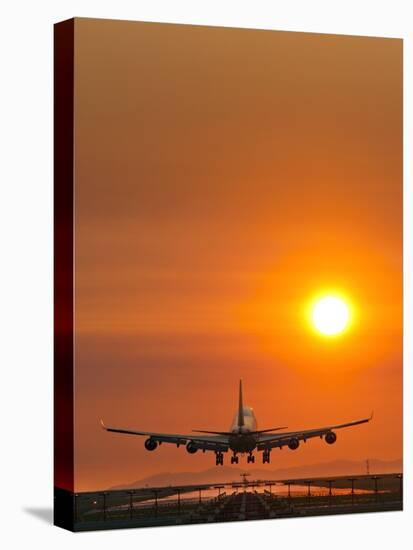 Aeroplane Landing At Sunset-David Nunuk-Stretched Canvas