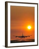 Aeroplane Landing At Sunset-David Nunuk-Framed Photographic Print