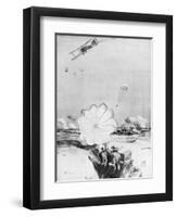 Aeroplane Supplying Ammunition to the British Front Line, World War I, 1914-1918-Joseph Simpson-Framed Giclee Print