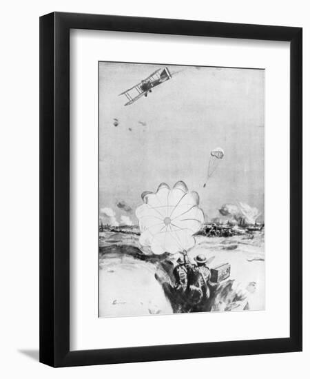 Aeroplane Supplying Ammunition to the British Front Line, World War I, 1914-1918-Joseph Simpson-Framed Giclee Print