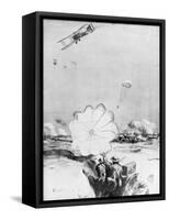 Aeroplane Supplying Ammunition to the British Front Line, World War I, 1914-1918-Joseph Simpson-Framed Stretched Canvas
