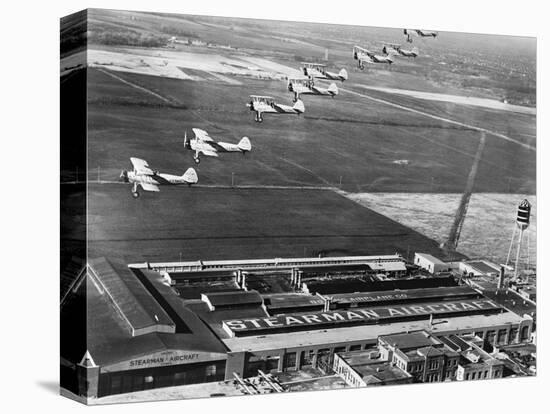 Aeroplanes Flying Above Stearman Aircraft Factory, 1941-null-Stretched Canvas