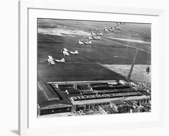 Aeroplanes Flying Above Stearman Aircraft Factory, 1941-null-Framed Photographic Print