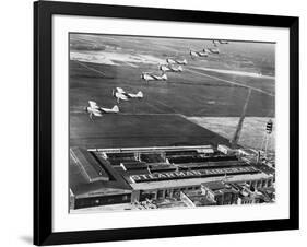 Aeroplanes Flying Above Stearman Aircraft Factory, 1941-null-Framed Photographic Print