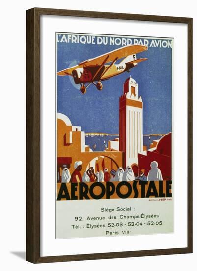 Aeropostale (Airmail), Air Links with North Africa, Billboard, France, 20th Century-null-Framed Giclee Print