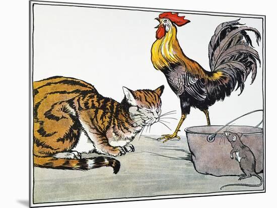 Aesop: Cat, Cock, and Mouse-Milo Winter-Mounted Giclee Print