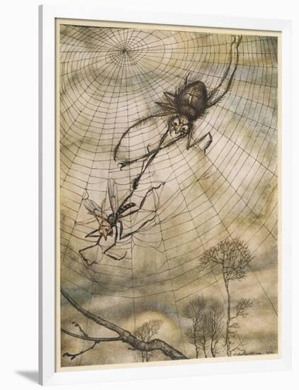 Aesop, Gnat and the Lion-Arthur Rackham-Framed Art Print