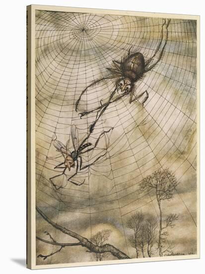 Aesop, Gnat and the Lion-Arthur Rackham-Stretched Canvas