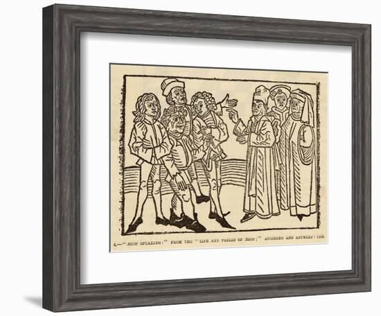 Aesop Greek Writer of Fables as Depicted by an Anonymous Medieval Woodcut Artist-null-Framed Art Print