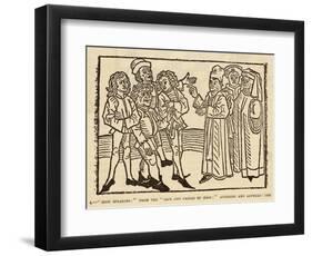 Aesop Greek Writer of Fables as Depicted by an Anonymous Medieval Woodcut Artist-null-Framed Art Print