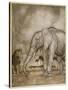 Aesop, Lion and Elephant-Arthur Rackham-Stretched Canvas