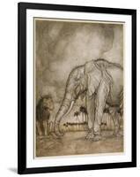 Aesop, Lion and Elephant-Arthur Rackham-Framed Art Print