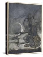 Aesop, Moon and Mother-Arthur Rackham-Stretched Canvas