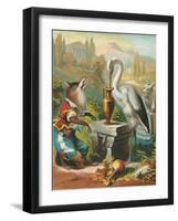 Aesop's Fables, the Fox and the Stork-null-Framed Art Print