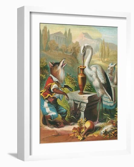 Aesop's Fables, the Fox and the Stork-null-Framed Art Print