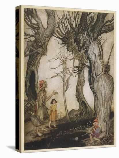 Aesop, Trees and the Axe-Arthur Rackham-Stretched Canvas