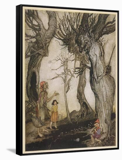 Aesop, Trees and the Axe-Arthur Rackham-Framed Stretched Canvas