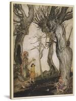 Aesop, Trees and the Axe-Arthur Rackham-Stretched Canvas