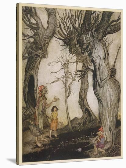 Aesop, Trees and the Axe-Arthur Rackham-Stretched Canvas