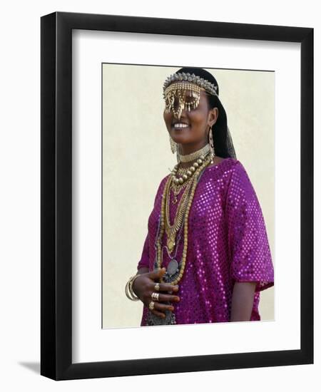 Afar Girl from Sultanate of Tadjoura Wears Exotic Gold Jewellery for Marriage-Nigel Pavitt-Framed Photographic Print