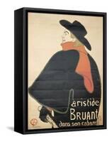 Affiche : Aristide Bruant dans son cabaret.-Henri de Toulouse-Lautrec-Framed Stretched Canvas