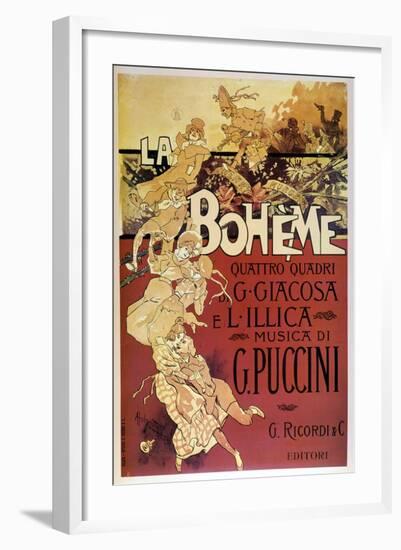 Affiche De La Bohème Par Adolfo Hohenstein Pour La Première De L'opera De Giacomo Puccini Au Teatro-Adolfo Hohenstein-Framed Giclee Print