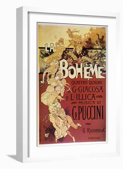 Affiche De La Bohème Par Adolfo Hohenstein Pour La Première De L'opera De Giacomo Puccini Au Teatro-Adolfo Hohenstein-Framed Giclee Print