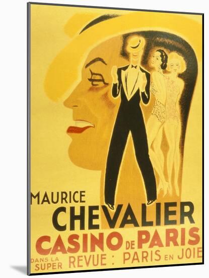 Affiche Pour La Revue Paris En Joie Au Casino De Paris Dans Laquelle Chante Maurice Chevalier, 1937-null-Mounted Photo