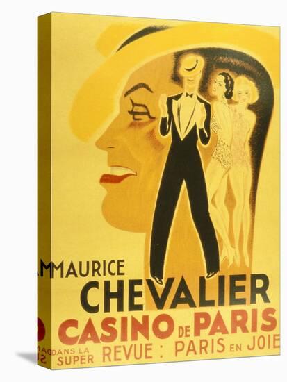 Affiche Pour La Revue Paris En Joie Au Casino De Paris Dans Laquelle Chante Maurice Chevalier, 1937-null-Stretched Canvas