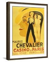 Affiche Pour La Revue Paris En Joie Au Casino De Paris Dans Laquelle Chante Maurice Chevalier, 1937-null-Framed Photo