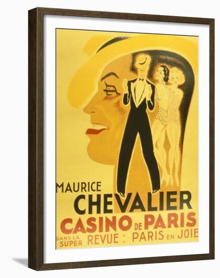 Affiche Pour La Revue Paris En Joie Au Casino De Paris Dans Laquelle Chante Maurice Chevalier, 1937-null-Framed Photo