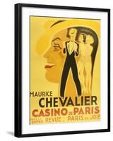 Affiche Pour La Revue Paris En Joie Au Casino De Paris Dans Laquelle Chante Maurice Chevalier, 1937-null-Framed Photo