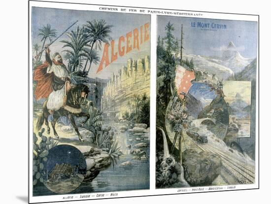 Affiches touristiques des Chemins de fer de Paris-Lyon-Mediterranee - Algerie et le mont Cervin-null-Mounted Giclee Print